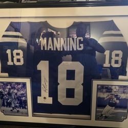 Peyton Manning Autographed Colts Jersey in Frame