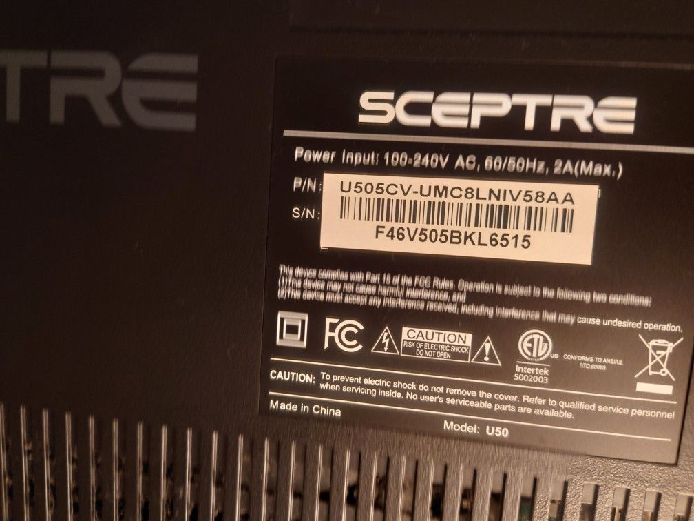 50' Sceptre 4K UHD TV