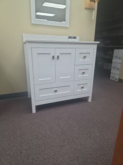White Bathroom Vanity Made In The USA (Top Not Included)