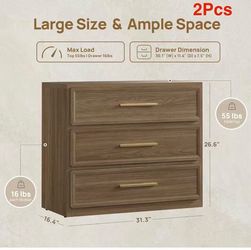 😀 2Pcs Night Stand, Oversized Extra Large Nightstands, Tall Bedside Side Table with 3 Drawers Storage,Modern End Tables, Wide Night Stands for Bedroo