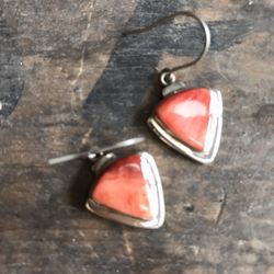 Spiny Oyster Red Shell earrings, Sterling Silver 
