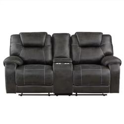 Emily 75 in. W Chocolate Microfiber 2-Seater Manual Double Reclining Loveseat with Center Console