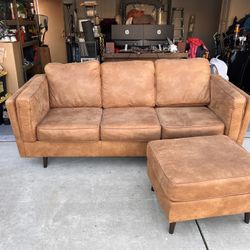 Beautiful Carmel Couch With Ottoman 