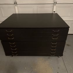 Flat File Cabinet, Vintage Blueprint Map Drawer Chest, Drafting,