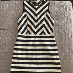 striped black and white LOFT dress