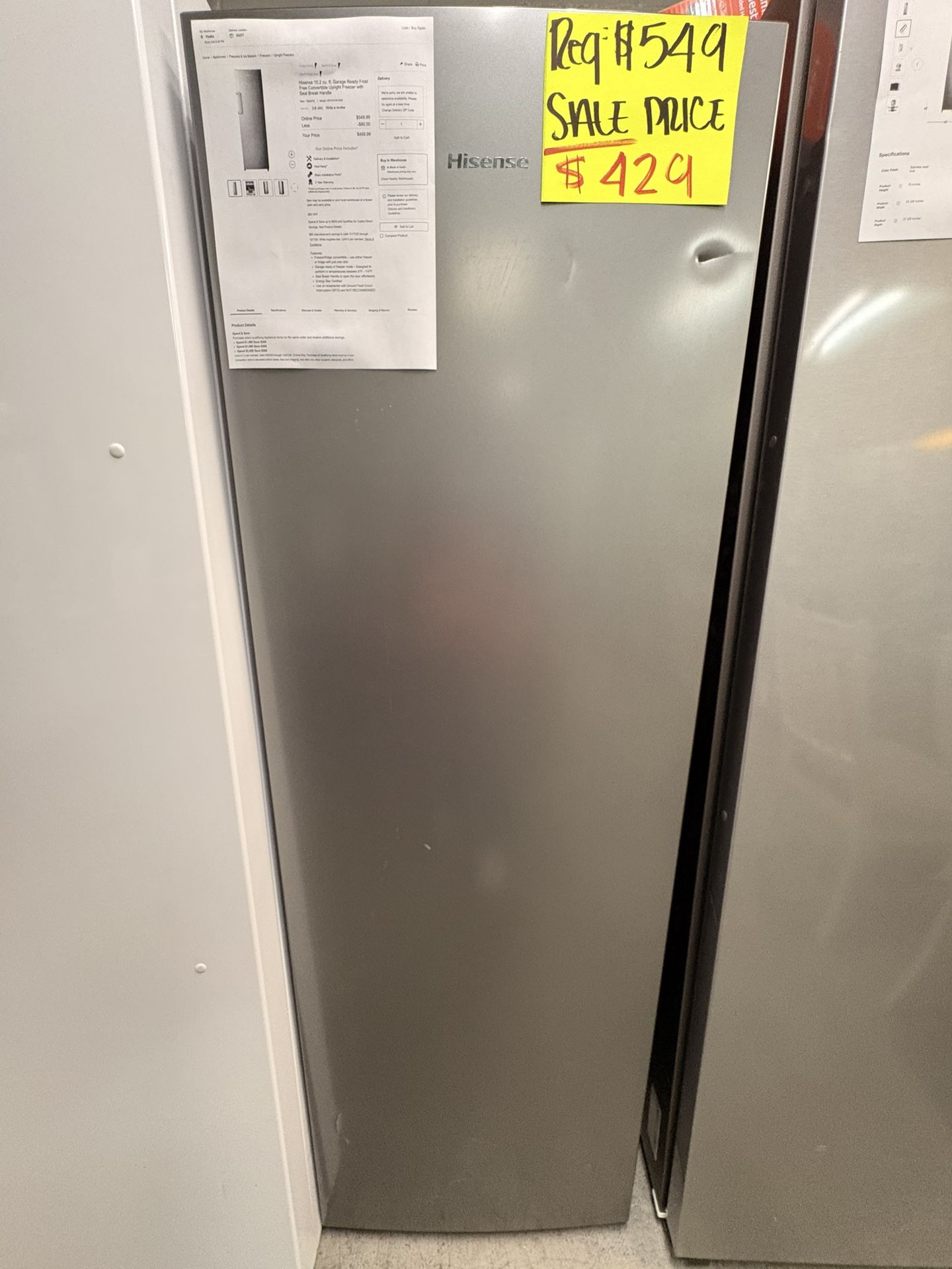 Stand Up Freezer / Refrigerator