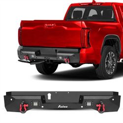 Heavy-duty Steel Rear Bumper for 2022-2025 Toyota Tundra with D-ring & LED Lights & Sensor Holes & License Plate Lights