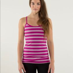 Lululemon Energy Power Y Tank Top Stripe Active Pink Size 12.