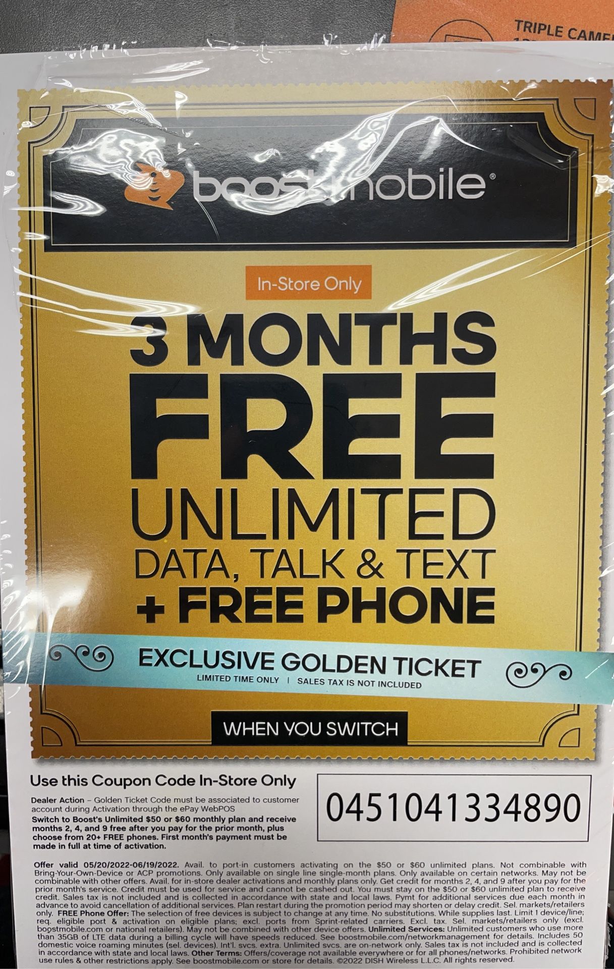 3 FREE MONTHS OF CELLULAR SERVICE