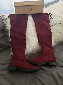 Burgundy high knee boots
