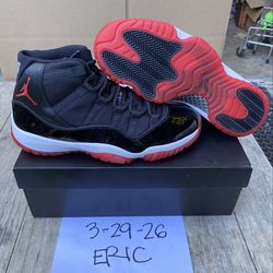 2012 NIKE AIR JORDAN 11 RETRO BRED BLACK RED PLAYOFFS size US 10.5
