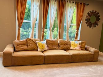 142” Tan Sectional Sofa / Couch (Extra Wide Seat, Extra Spacious)
