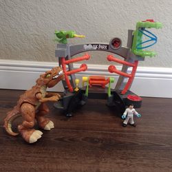 Fisher-Price Imaginext Jurassic World, Research Lab  , Set Complete, Jurassic Park Sign Ripped 