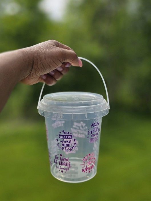 Plastic Reusable Drink Bucket w/Straw