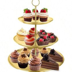 1Pc Gold 3 - Tiered Dessert Stand