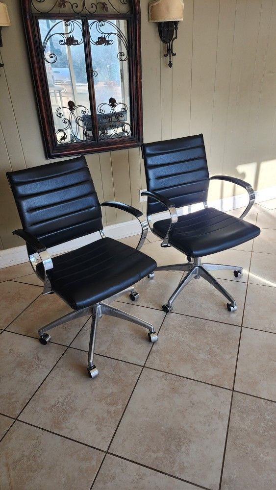 Two Chrome Office Chairs