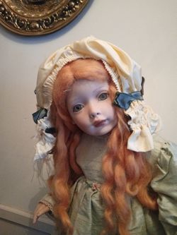 Vintage Porcelain Doll On Stand 25 Inches Tall 