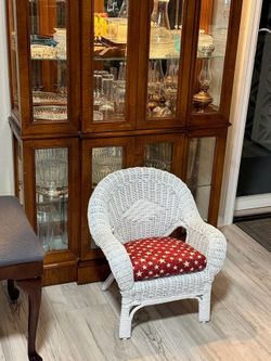 Vintage Child’s Wicker Chair With New Cushion – Or Dog Bed!