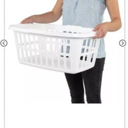 White Laundry Basket Storage Container Trunk Box Tote Utility Toy Clothes Bathroom Bedroom Living Room Kitchen Garage