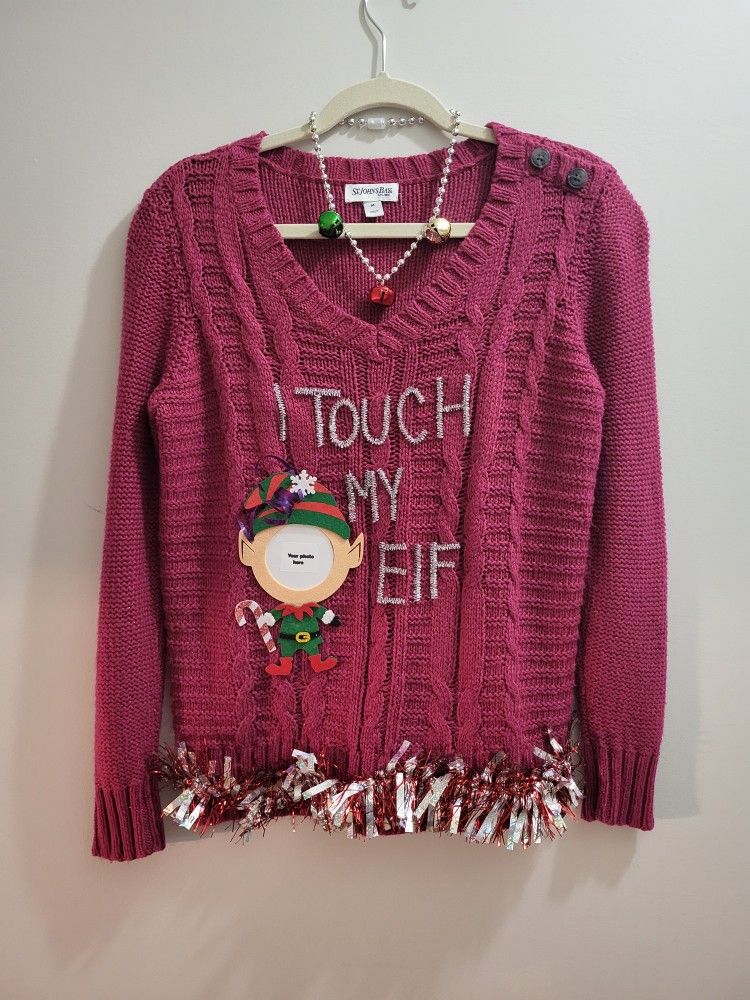 Ugly Christmas Sweater I Touch My Elf One-of-a-kind