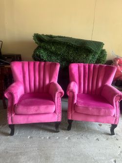 Pink Suede Accent Chairs