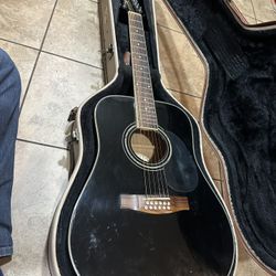 Mitchell MD100S -12E/BK  Acoustic Guitar With Shoulder Strap Carry Case 