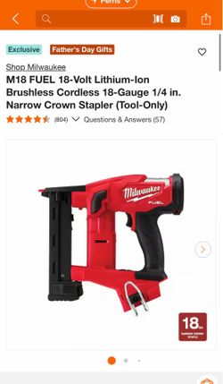 New Milwaukee 18ga narrow crown stapler