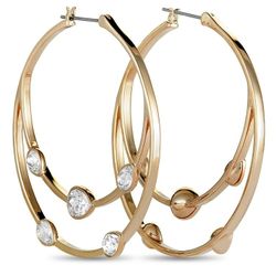 AUTHENTIC Swarovski  Rose Gold-Plated Crystal Hoop Earrings