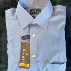 Stafford Smart Tech Mens Regular Fit Stretch Fabric Wrinkle Free Long Sleeve Dress Shirt