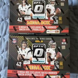 2024 Panini NFL Optic Donruss Football Trading Card Mega Box - 42 Total Cards 