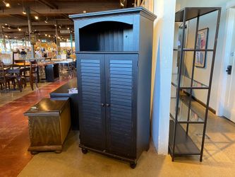 Rustic Black Cabinet with Shutter Doors