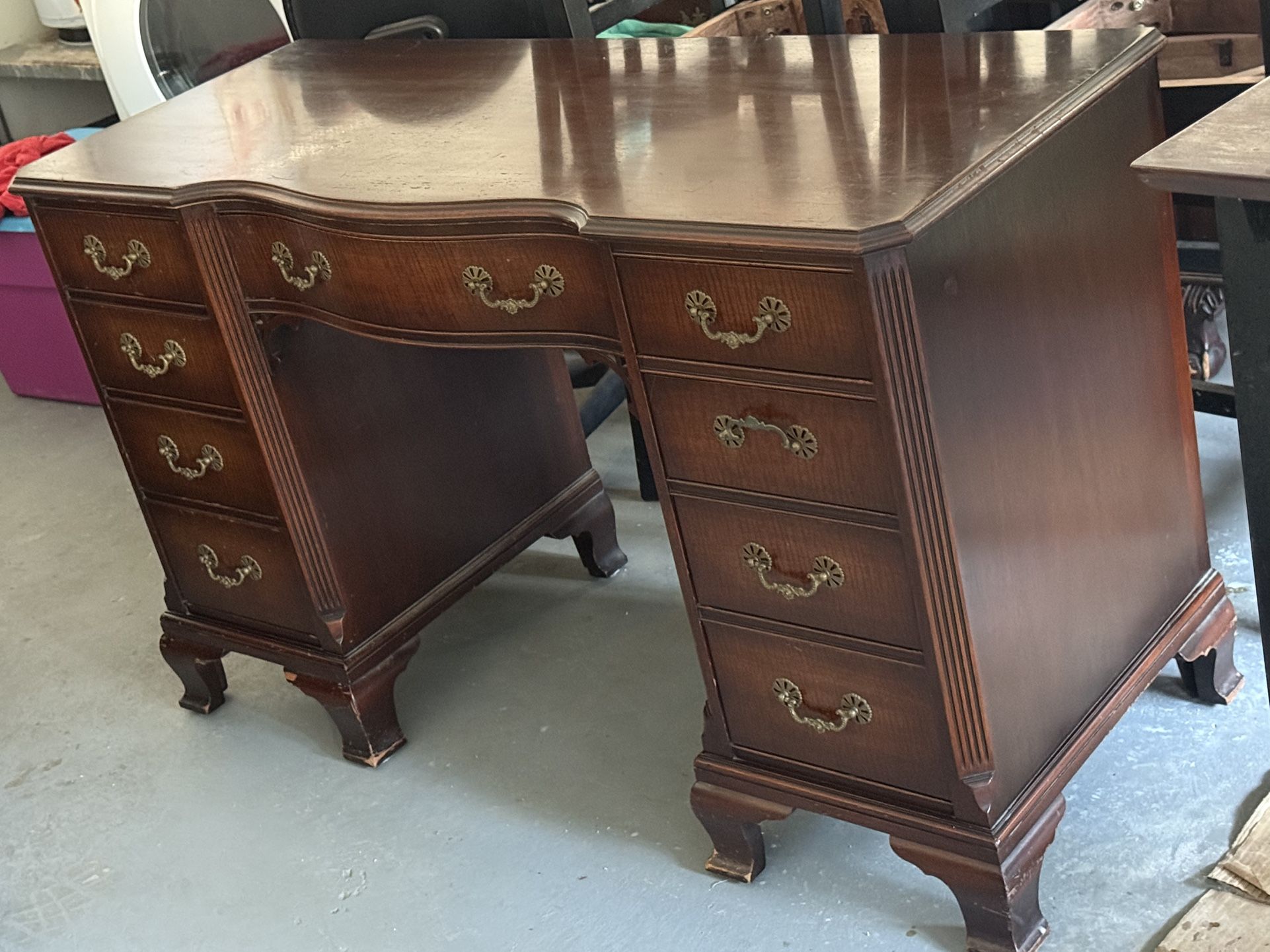 Antique Desk And Matching End Table