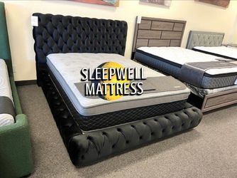 NEW QUEEN BED FRAME WITH MATTRESS