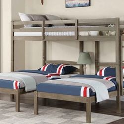 Brand New Grey Twin Size Triple Bunk Bed 