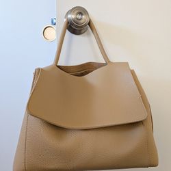 Beige Tan Top Handle Tote Handbag Cross Body