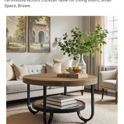 Tribesigns Metal & Faux Wood  Round Coffee Table