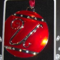 New Harvey Lewis Christmas ornament Letter U Monogram swarovski crystal