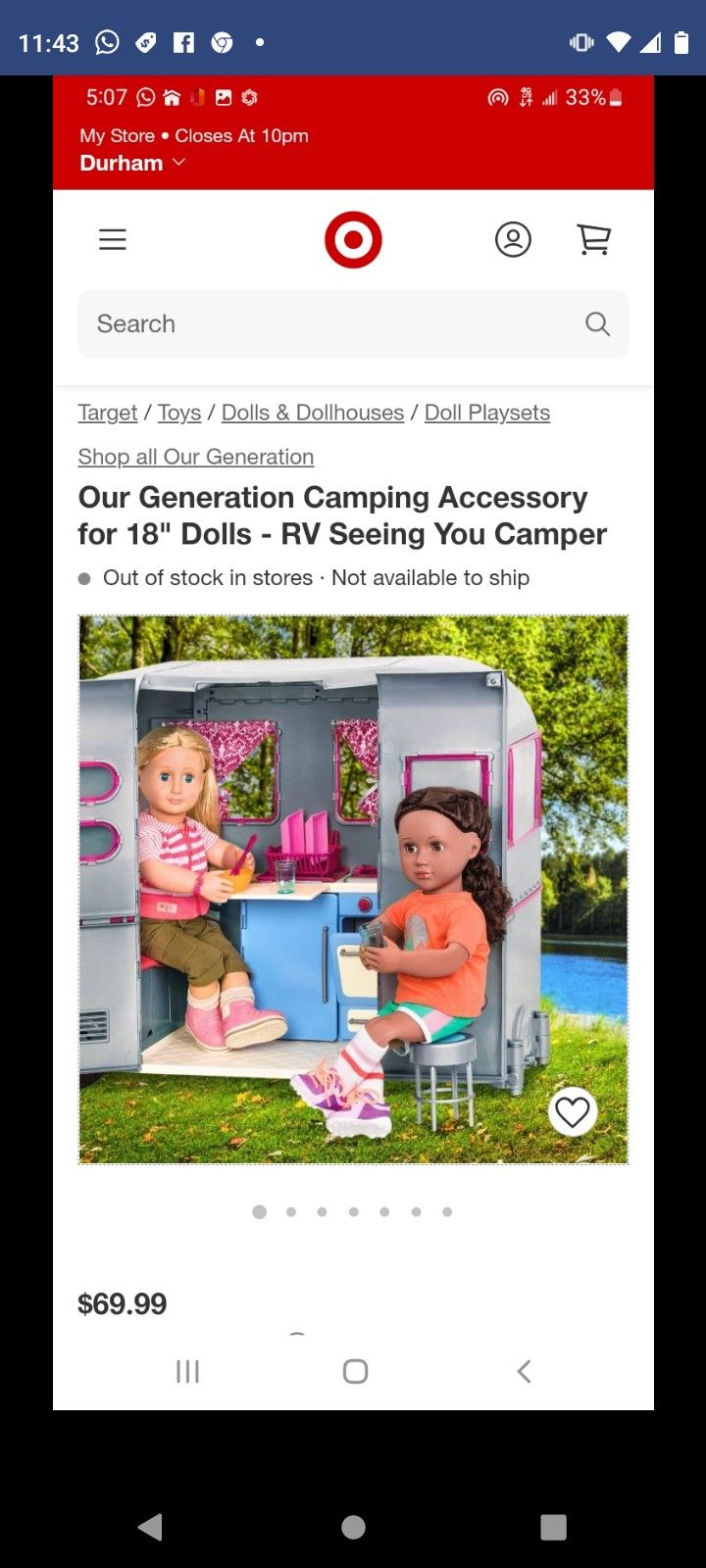 Brand New Our Generation Trailer Camper With Accessories