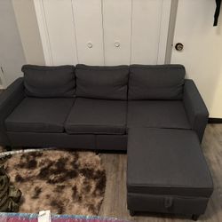 Linen Dark Blue 3 Seater Couch 