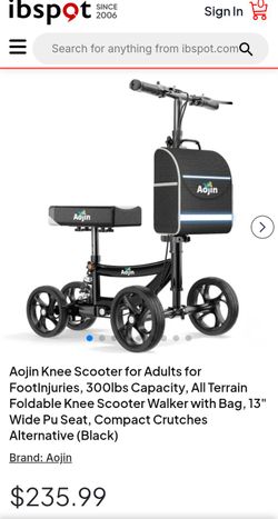 Blue color / Aojin Foldable Knee Scooter Walker with Bag Brand New in the box.