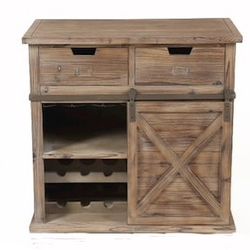 Rustic Wood Sliding Barn Door Wine Cabinet Living Room Furniture