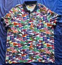 Ralph Lauren Navy-Collar Multicolor Pennant Polo Shirt