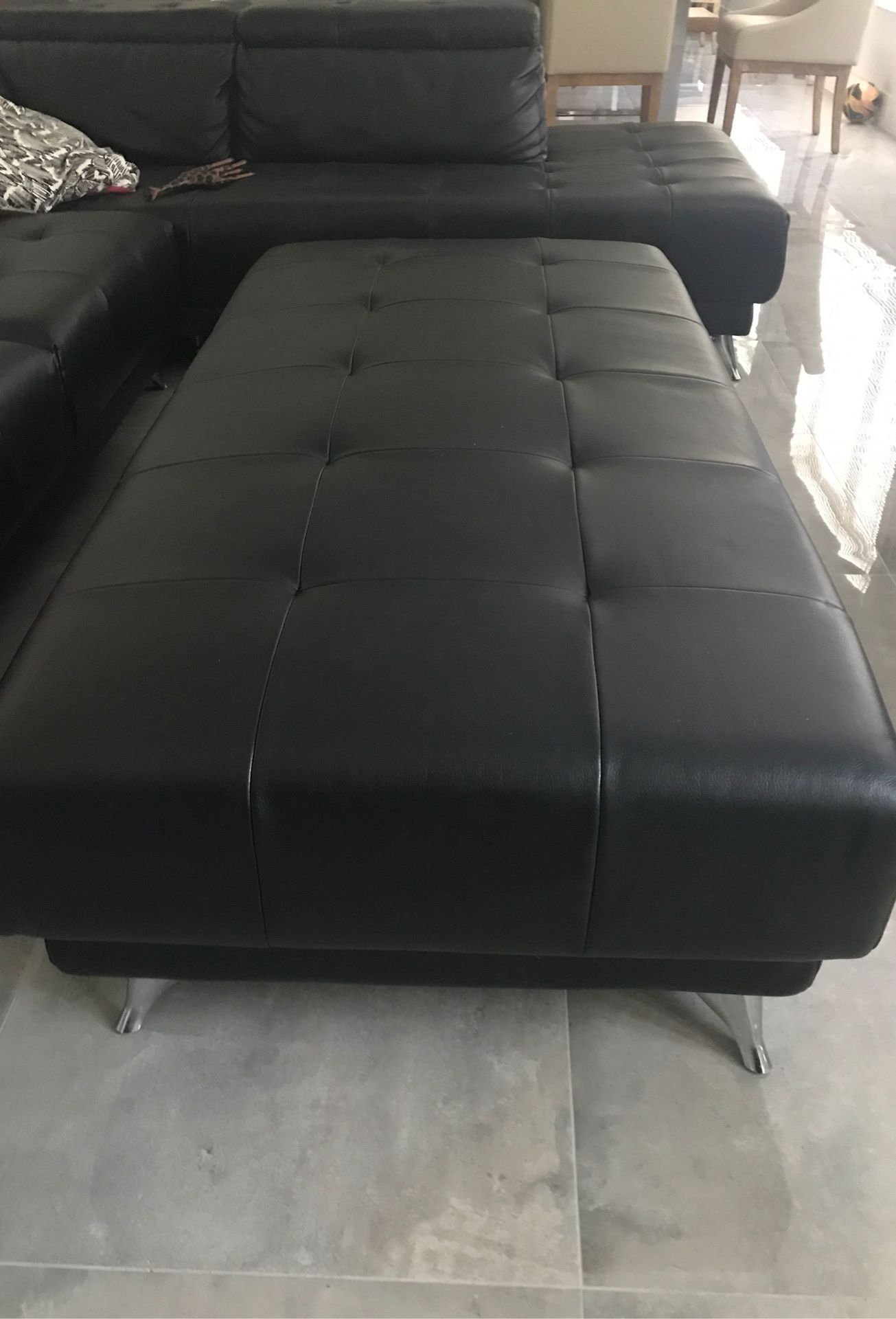 Black leather ottoman ONLY