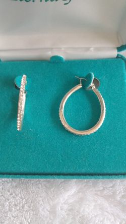 14k white gold overlay CZ Earrings