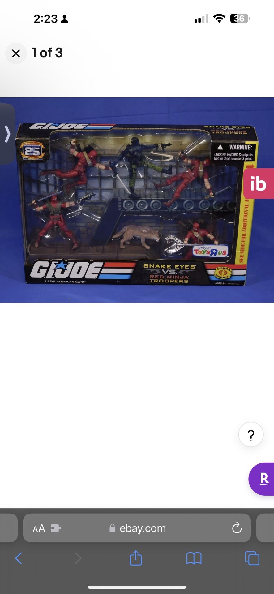 New Gi JOE SNAKE EYES VS RED NINJAS ToysRus Exclusive