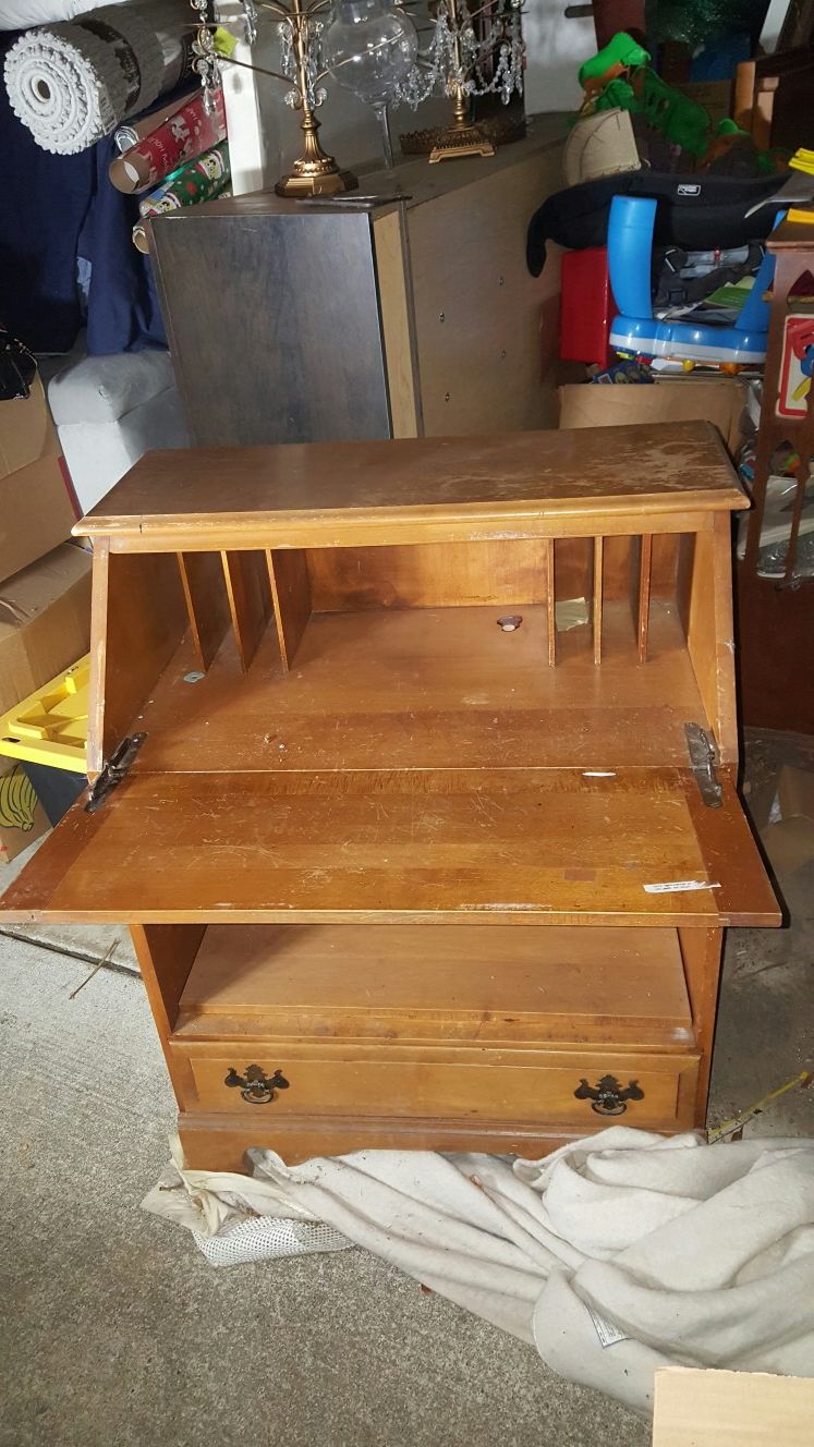 Desk, drawing table, storage, wood, antique, organizer