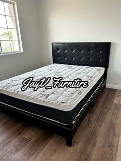 New queen bed frame with mattress