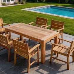 New solid teak outdoor dining set for 6