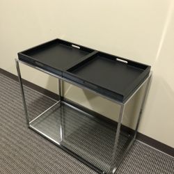Brand New in Box Chrome Metal Frame With Tempered Glass Console Table with different color trays