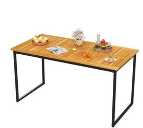 Outdoor Patio Acacia Wood 6 Person Dining Table With Umbrella Hole